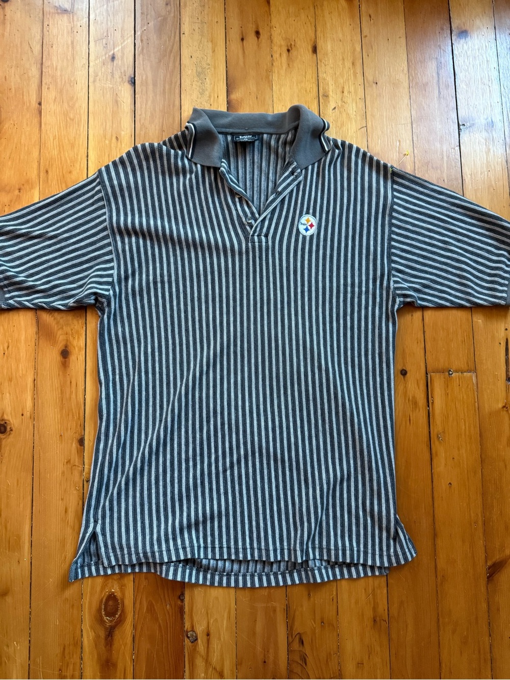 Lee Sport Pittsburgh Steelers Vintage Striped Polo Shirt Men’s Large 90s Y2K